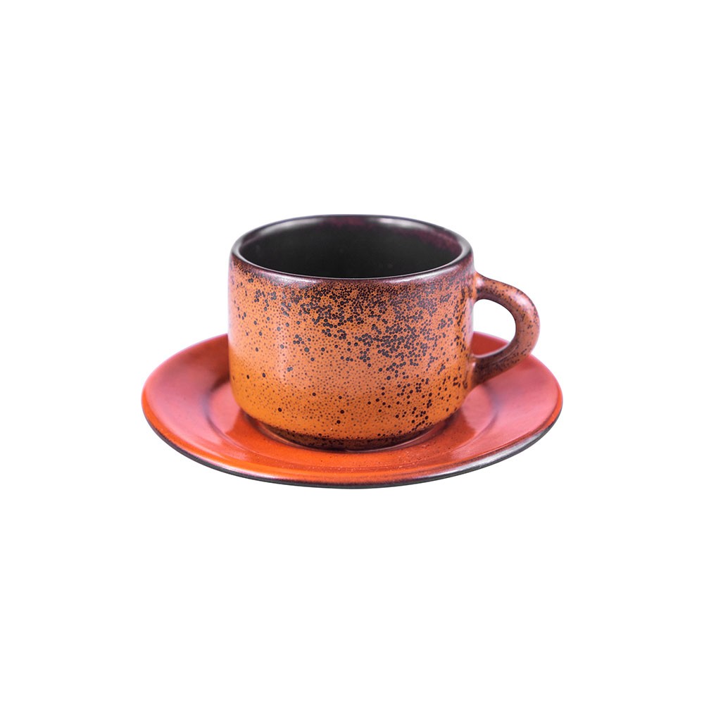 Пара кофейная «Млечный путь оранжевый»; фарфор; 80мл; оранжев., черный