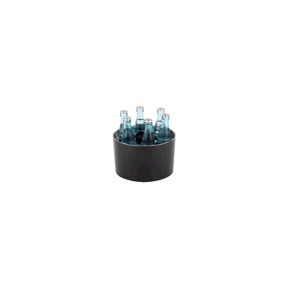 Емкость для охлажд. бутылок(6бутылок+открывалка); пластик, сталь нерж.; D=230/67, H=140мм; черный