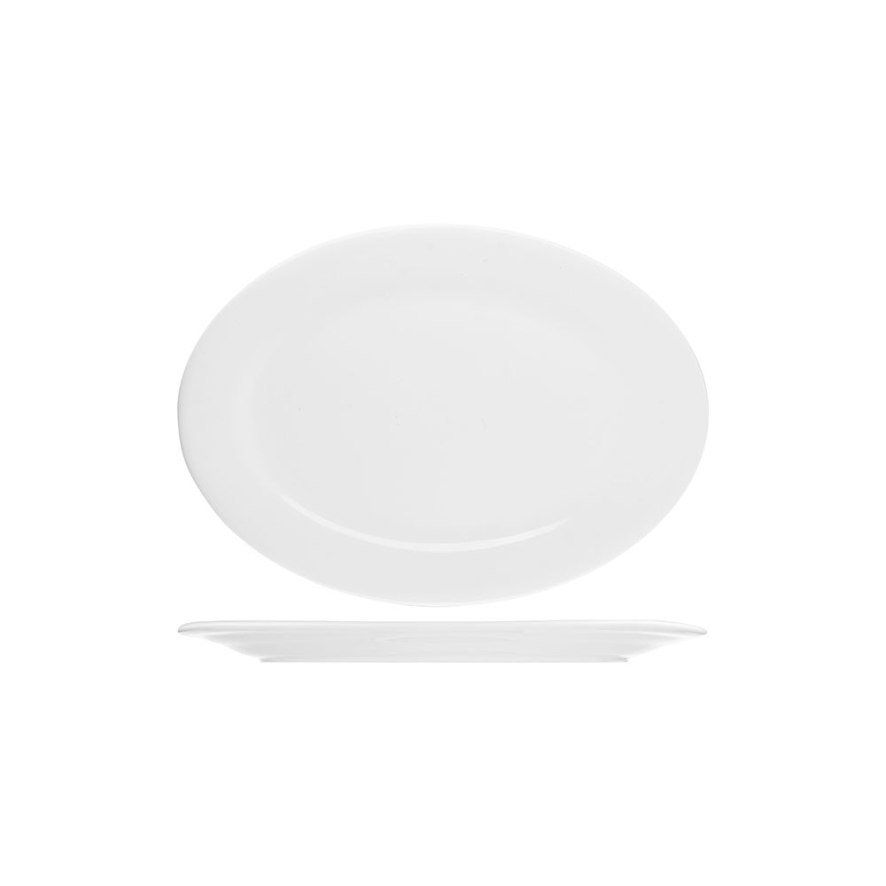Блюдо овальное «Коллаж»; фарфор; L=35, B=27см; белый