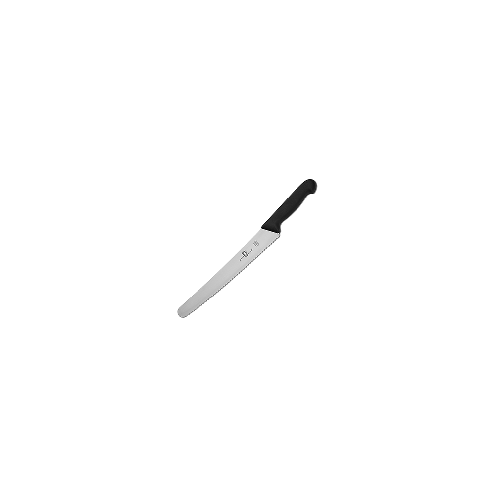 Нож универсальный волн. лезвие; сталь нерж., пластик; H=2, L=41/25, B=8см; черный, металлич.