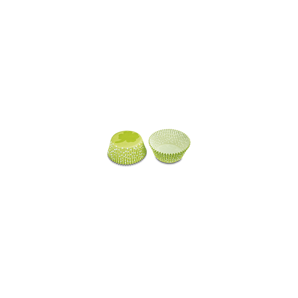 Тарталетки с клевером[50шт]; бумага; D=50, H=32мм; зелен.