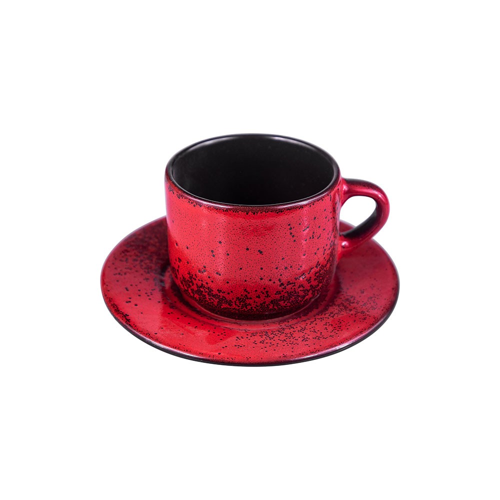 Пара чайная «Млечный путь красный»; фарфор; 200мл; D=15, 5см; красный, черный