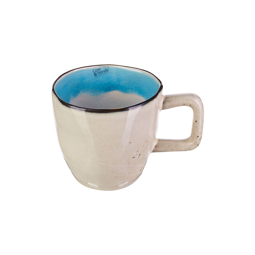 Чашка чайная «Малибу»; керамика; 240мл; D=85, H=80мм; бежев., бирюз.