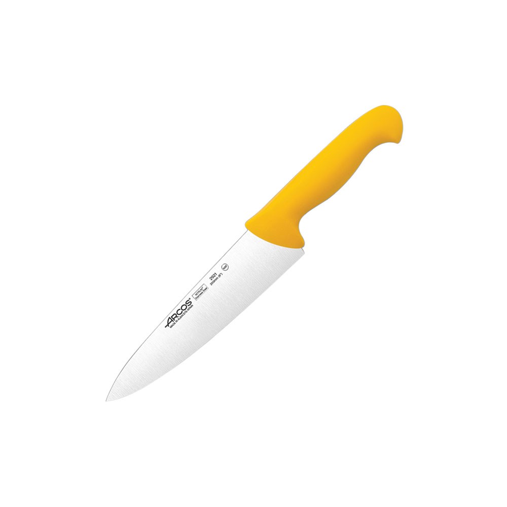 Нож поварской «2900»; сталь нерж., полипроп.; L=333/200, B=50мм; желт., металлич.