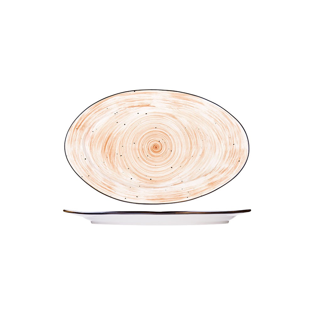 Блюдо овальное «Пастораль»; фарфор; H=25, L=325, B=200мм; оранжев.