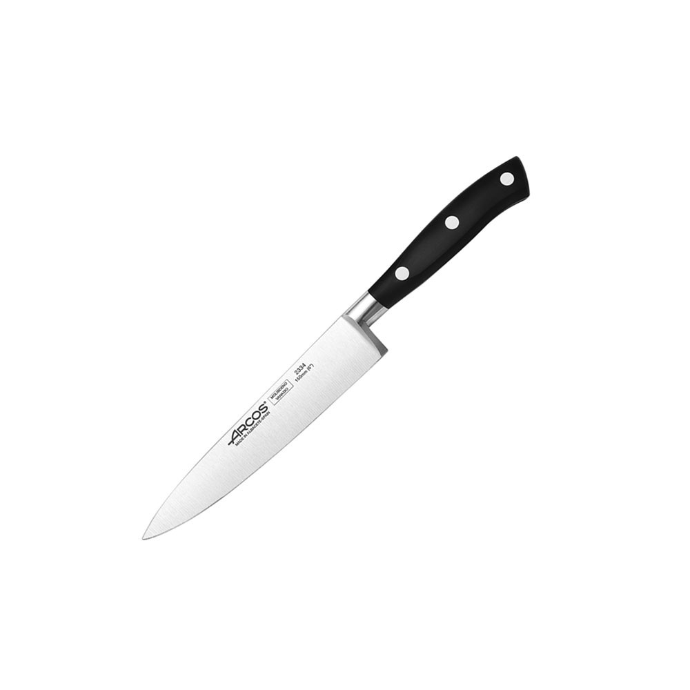Нож поварской «Ривьера»; сталь нерж., полиоксиметилен; L=270/150, B=28мм; черный, металлич.