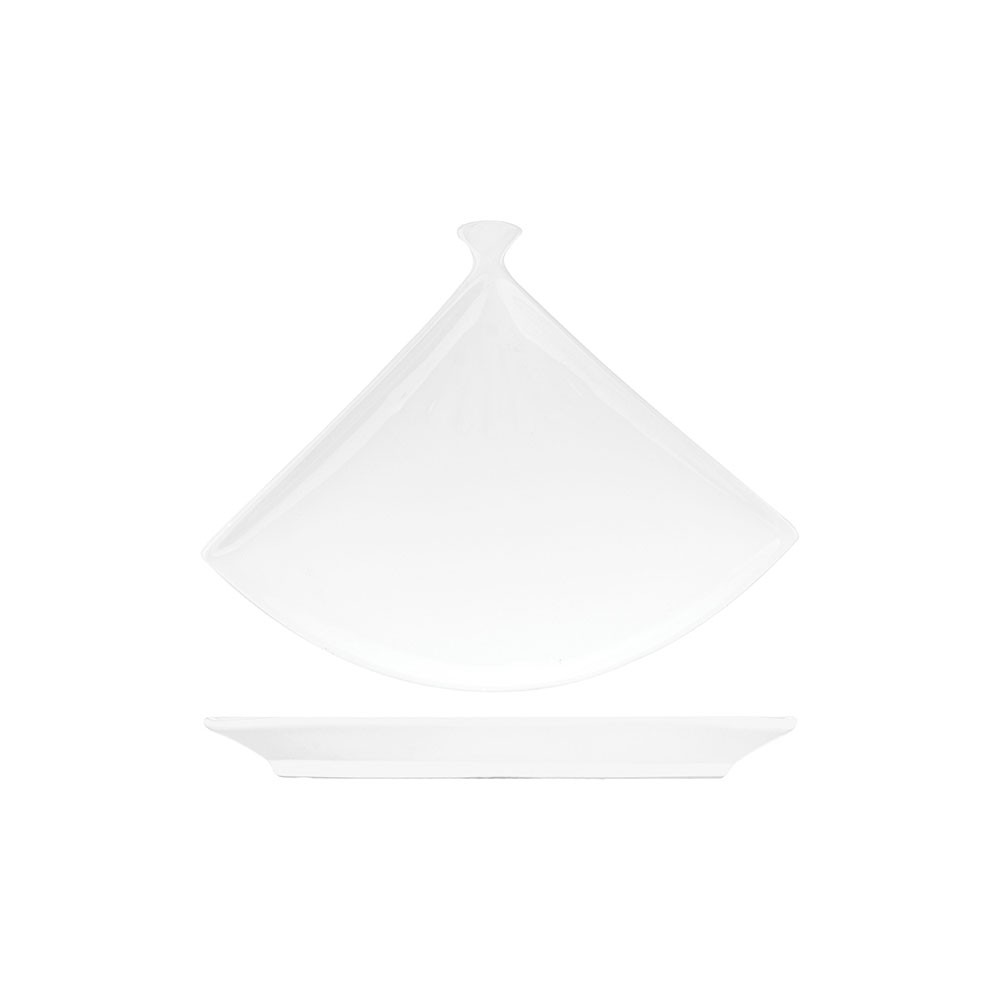 Блюдо-веер «Киото-вайт»; керамика; H=25, L=180, B=260мм; белый
