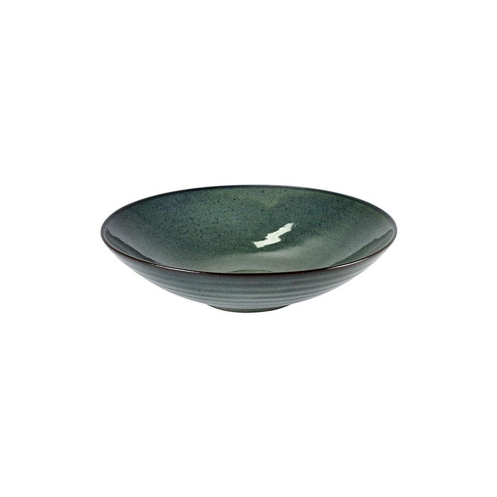 Тарелка глубокая «Аква»; керамика; D=23, H=6см; серый, зелен.