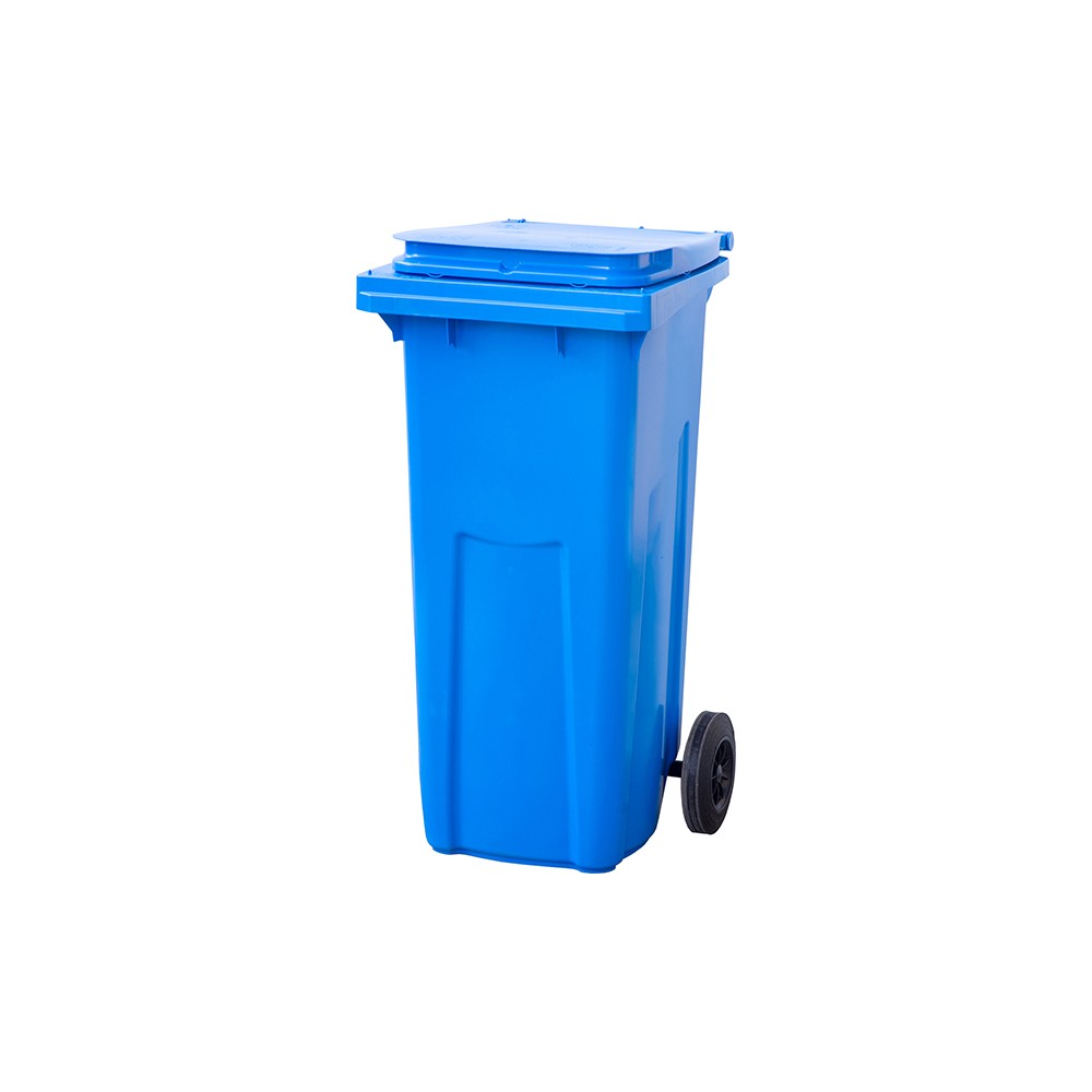 Контейнер для мусора на обрезиненных колесах; пластик; 120л; H=95, L=48, B=48см; синий