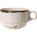 Чашка чайная «Крафт Вайт»; фарфор; 285мл; D=90, H=65мм; белый, коричный