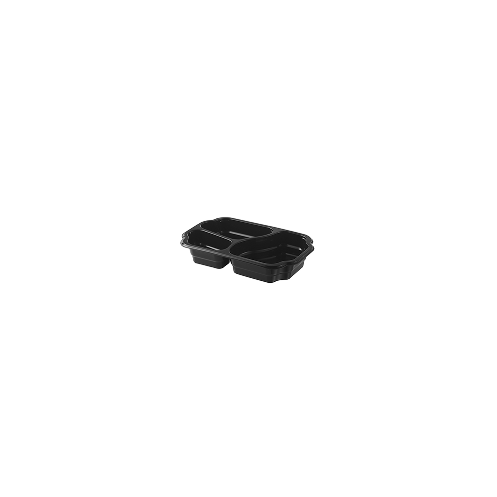 Контейнер для подачи еды (3 ячейки)[246шт]; пластик; H=48, L=255, B=162мм; черный