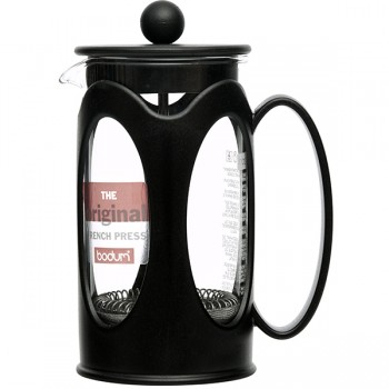 Кофейник с прессом «Кения Нью»; стекло, пластик; 350мл; D=75, H=150, L=105мм; черный, прозр.