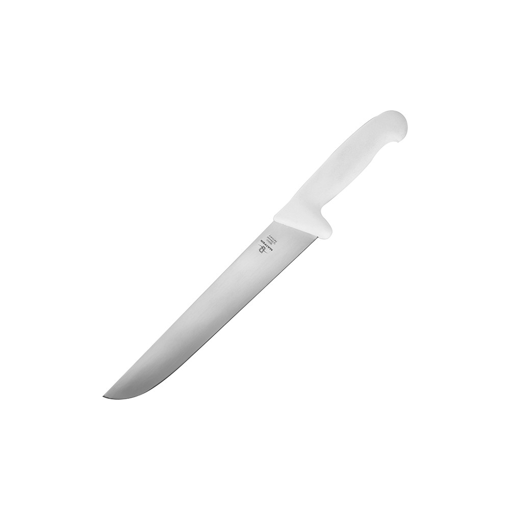 Нож для нарезки мяса; сталь нерж., пластик; L=24см; белый, металлич.