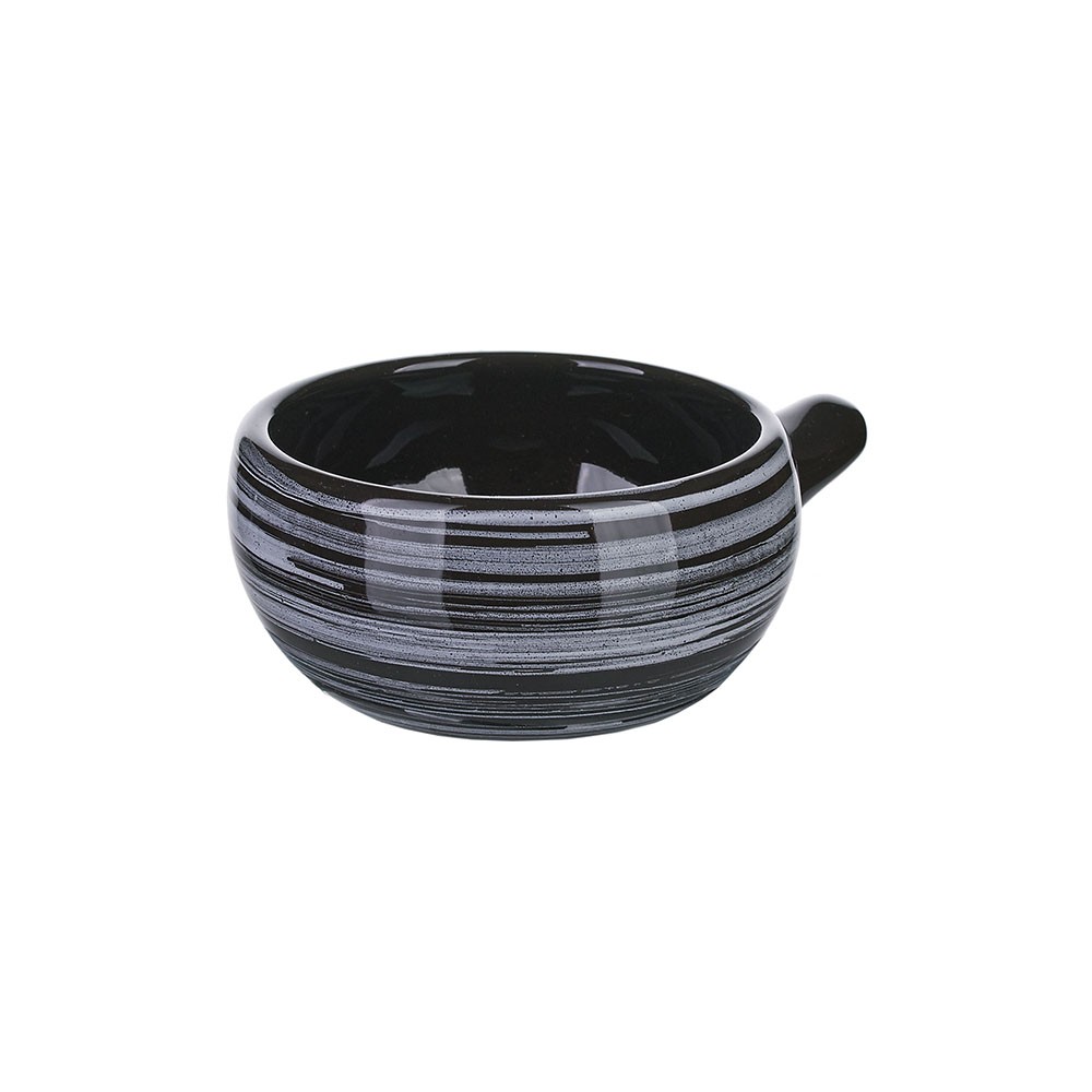Кокотница «Маренго»; керамика; 180мл; D=15см; черный, серый