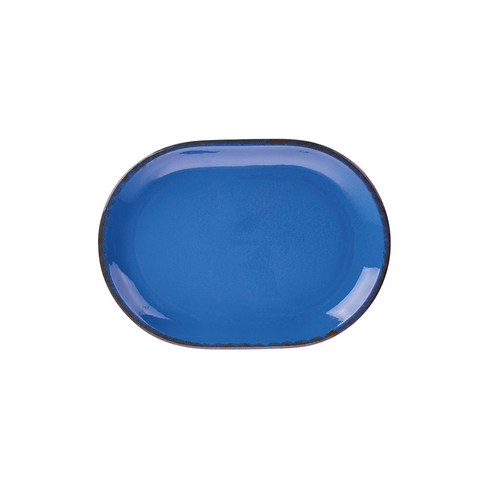 Блюдо овальное «Синий крафт»; керамика; L=31/22см; голуб.