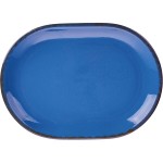 Блюдо овальное «Синий крафт»; керамика; L=31/22см; голуб.