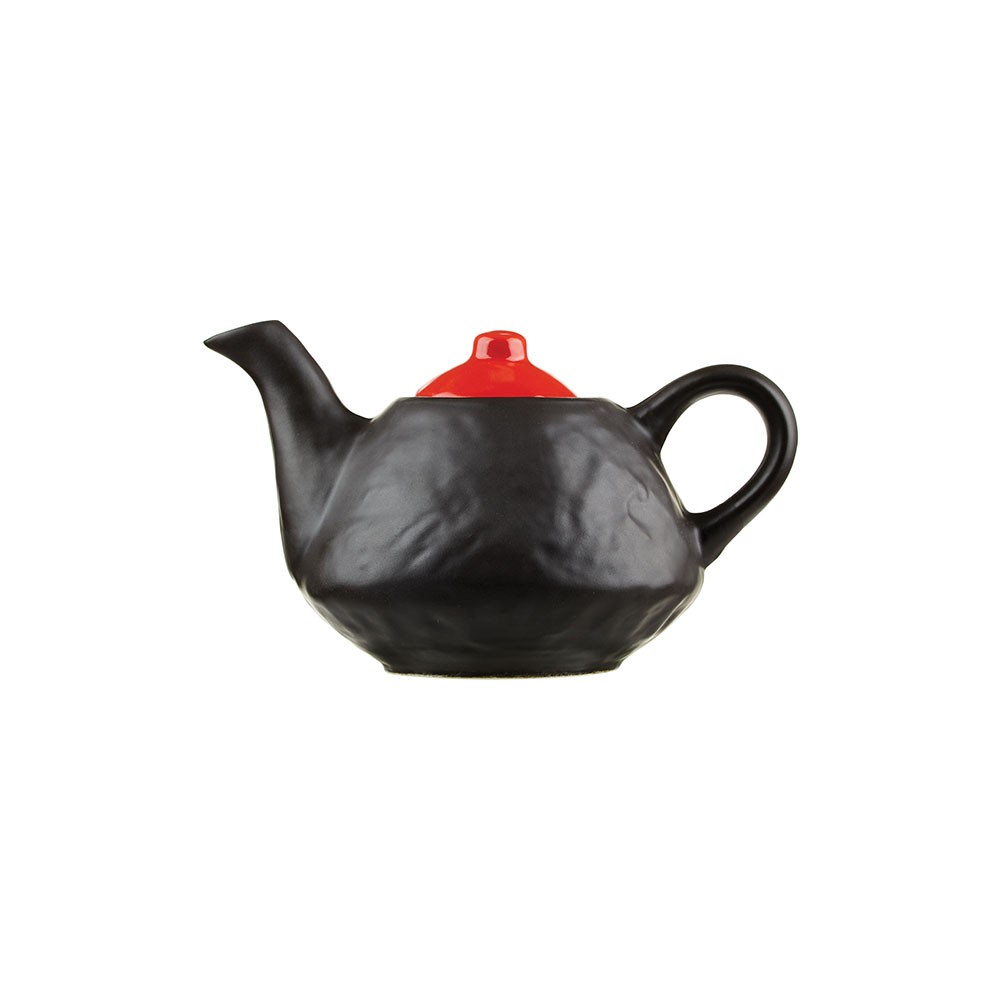 Чайник фактурный «Кармин»; керамика; 0, 6л; H=11, L=13см; красный, черный