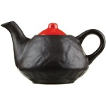 Чайник фактурный «Кармин»; керамика; 0, 6л; H=11, L=13см; красный, черный