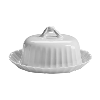 Масленка с крышкой «Тюльпан»; фарфор; 0, 6л; белый