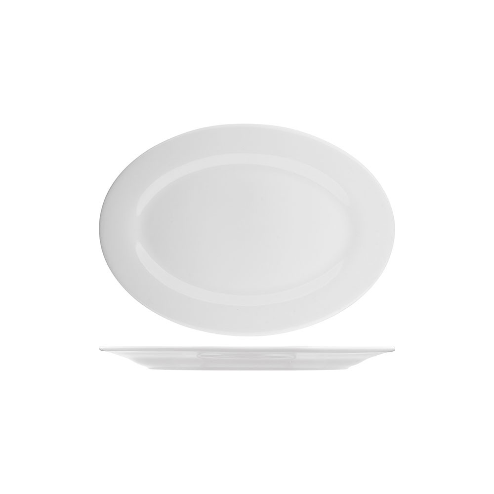 Блюдо овальное «Коллаж»; фарфор; L=30, B=21см; белый