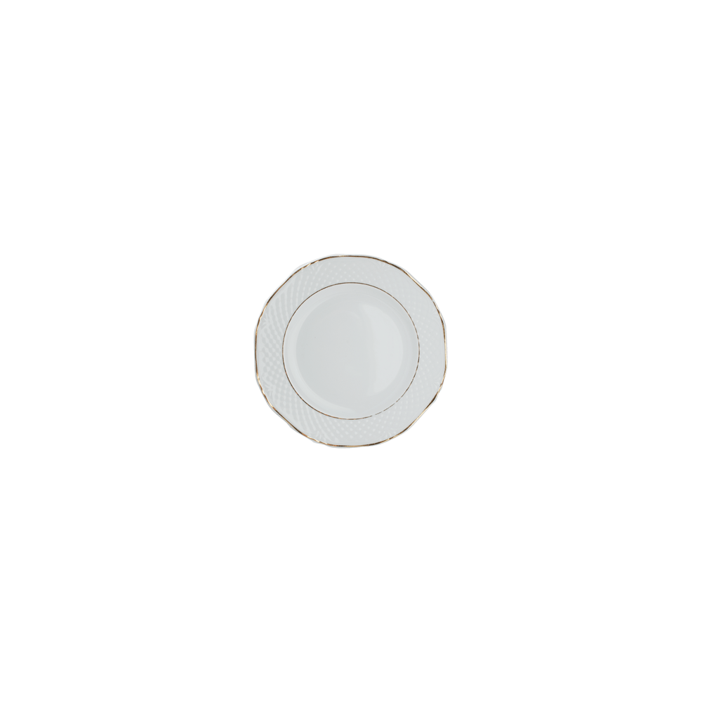 Тарелка мелкая «Афродита»; фарфор; D=190, H=19мм; белый, золотой