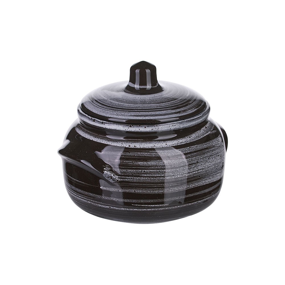 Горшок для запекания «Маренго»; керамика; 0, 5л; D=14см; черный, серый