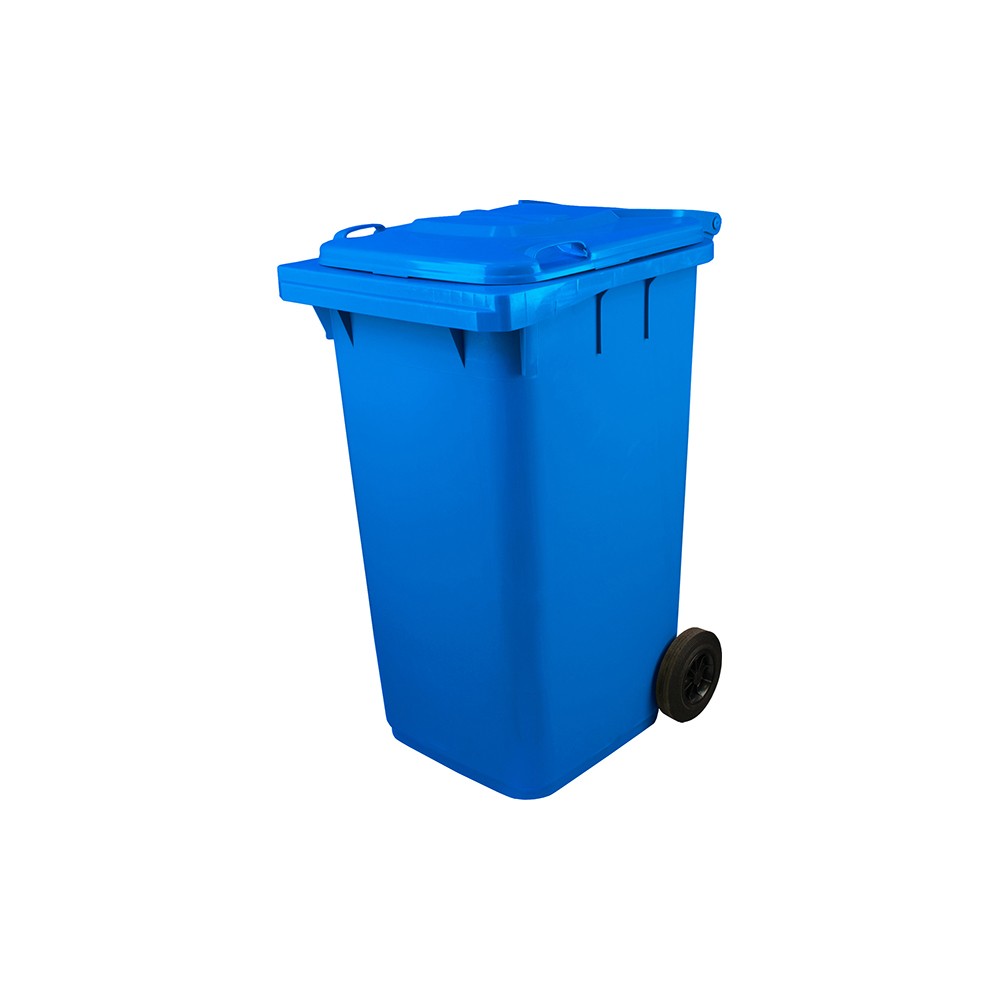 Контейнер для мусора на обрезиненных колесах; пластик; H=119, L=58, B=74см; синий