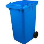 Контейнер для мусора на обрезиненных колесах; пластик; H=119, L=58, B=74см; синий