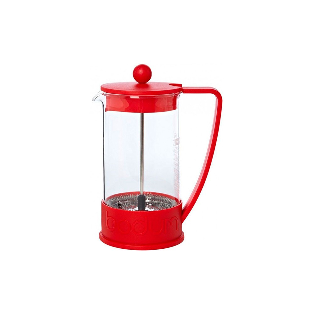 Кофейник с прессом «Бразилия»; стекло, пластик; 350мл; D=70, H=160, L=115мм; красный