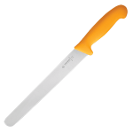 Нож для тонкой нарезки; сталь нерж., пластик; L=38/24, B=3см; желт., металлич.