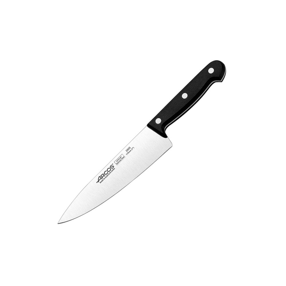 Нож поварской «Универсал»; сталь нерж., полиоксиметилен; L=286/175, B=44мм; черный, металлич.