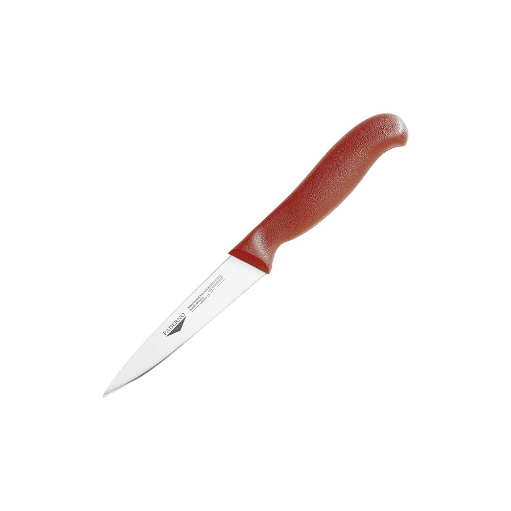 Нож для обвалки мяса; сталь нерж., пластик; L=8см; красный, металлич.