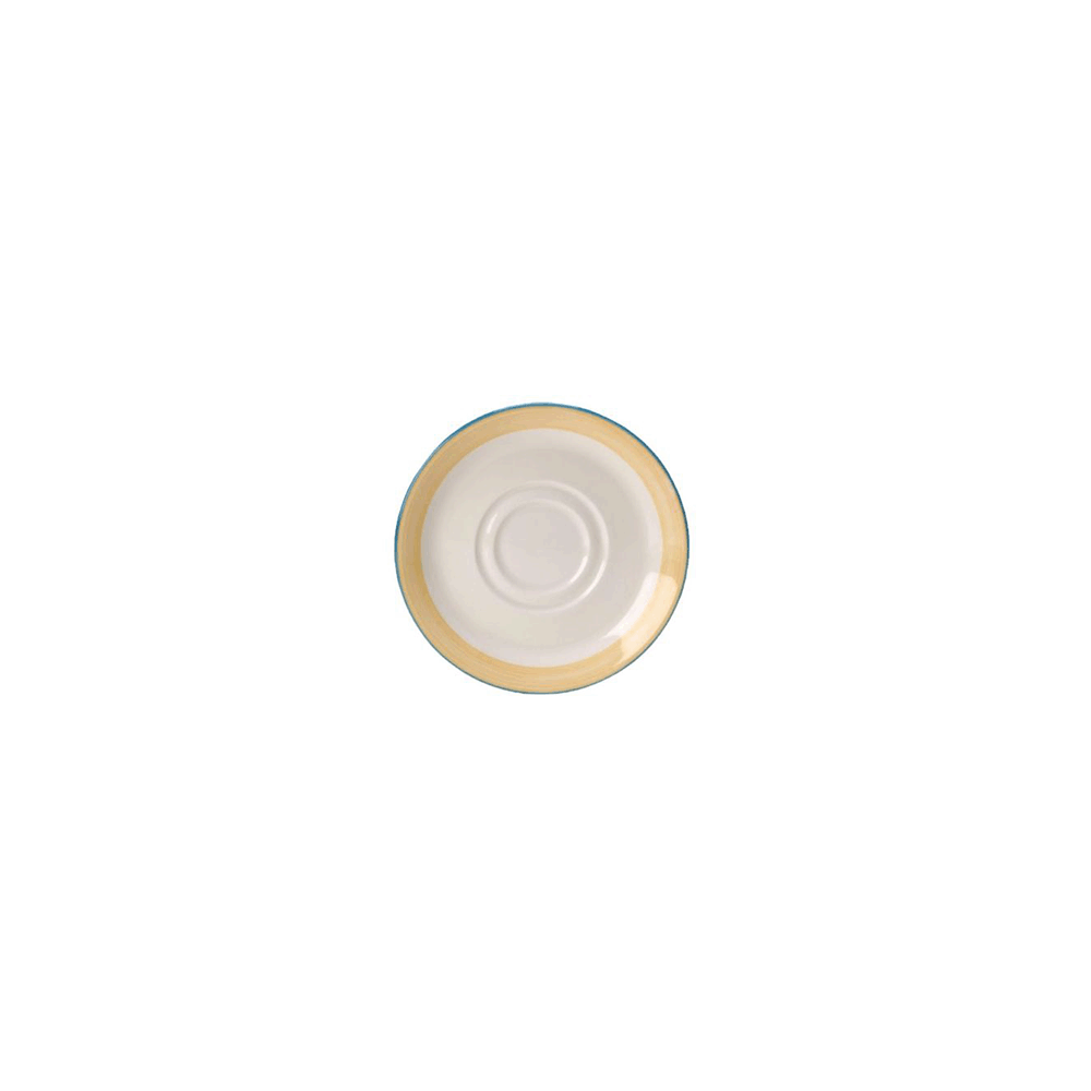 Блюдце «Рио Йеллоу»; фарфор; D=118, H=15мм; белый, желт.