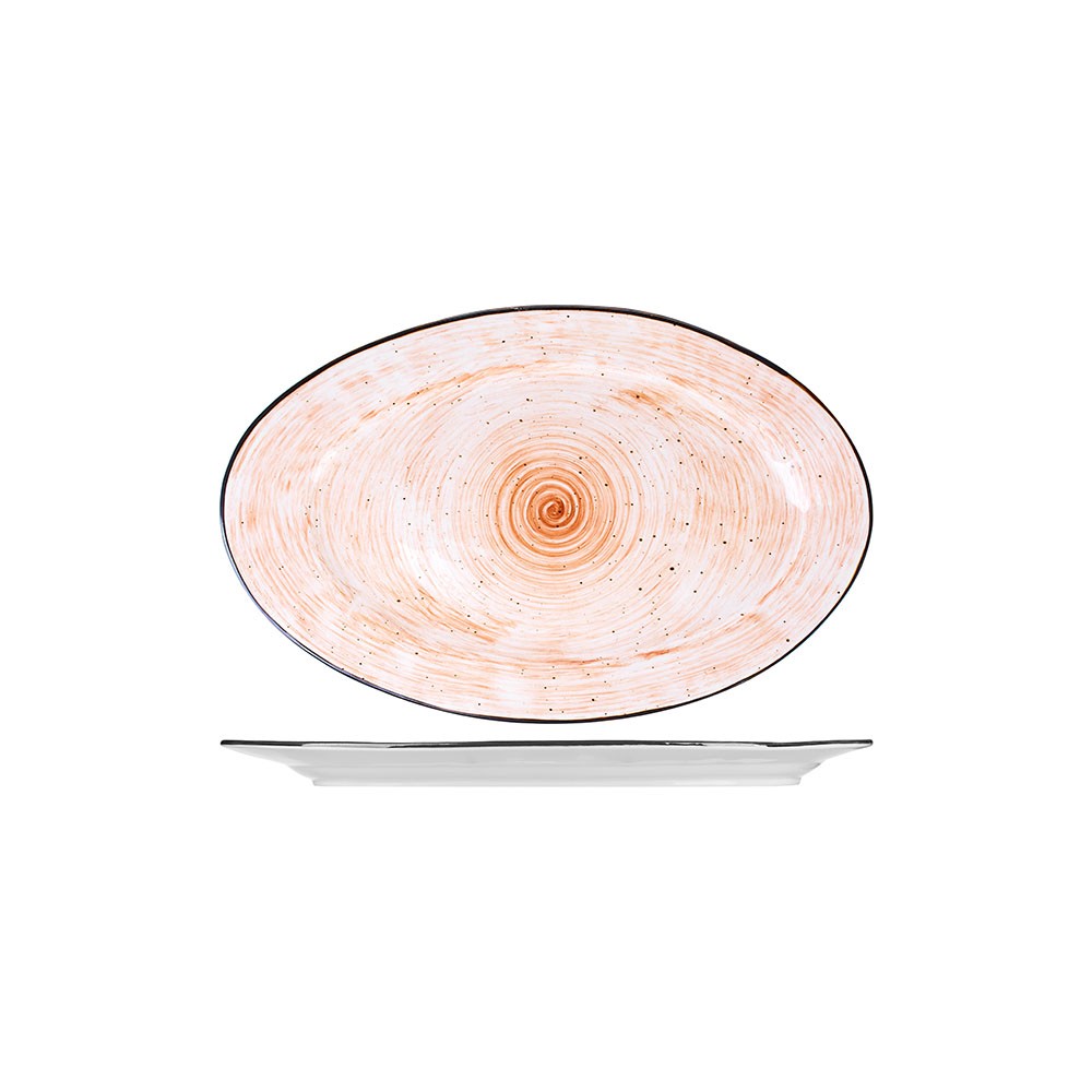 Блюдо овальное «Пастораль»; фарфор; H=25, L=405, B=255мм; оранжев.