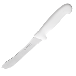 Нож для нарезки мяса; сталь нерж., пластик; L=310/175, B=26мм; белый, металлич.