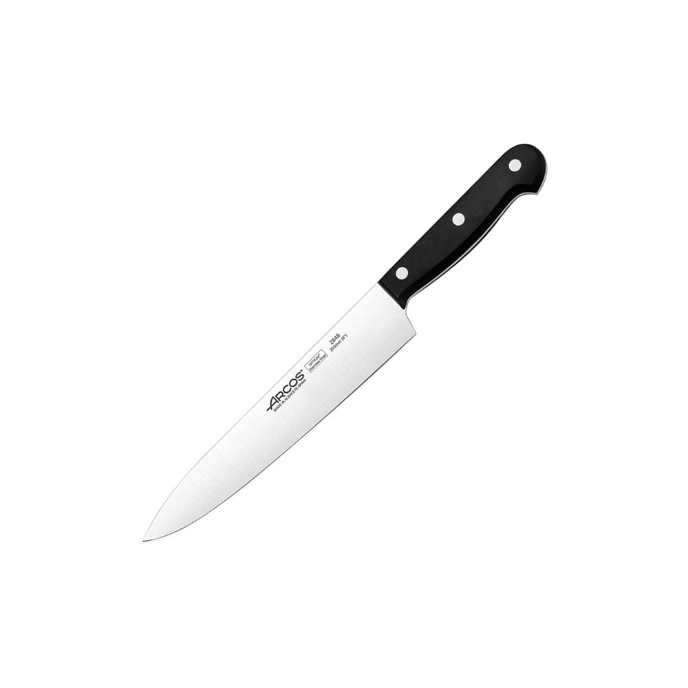 Нож поварской «Универсал»; сталь нерж., полиоксиметилен; L=317/200, B=38мм; черный, металлич.