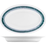 Блюдо овальное «Риалто»; стекло; 150мл; H=28, L=220, B=140мм; белый, зелен.
