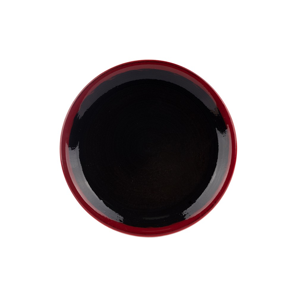 Тарелка мелкая «Кото Рэд»; фарфор; D=15см; черный, красный