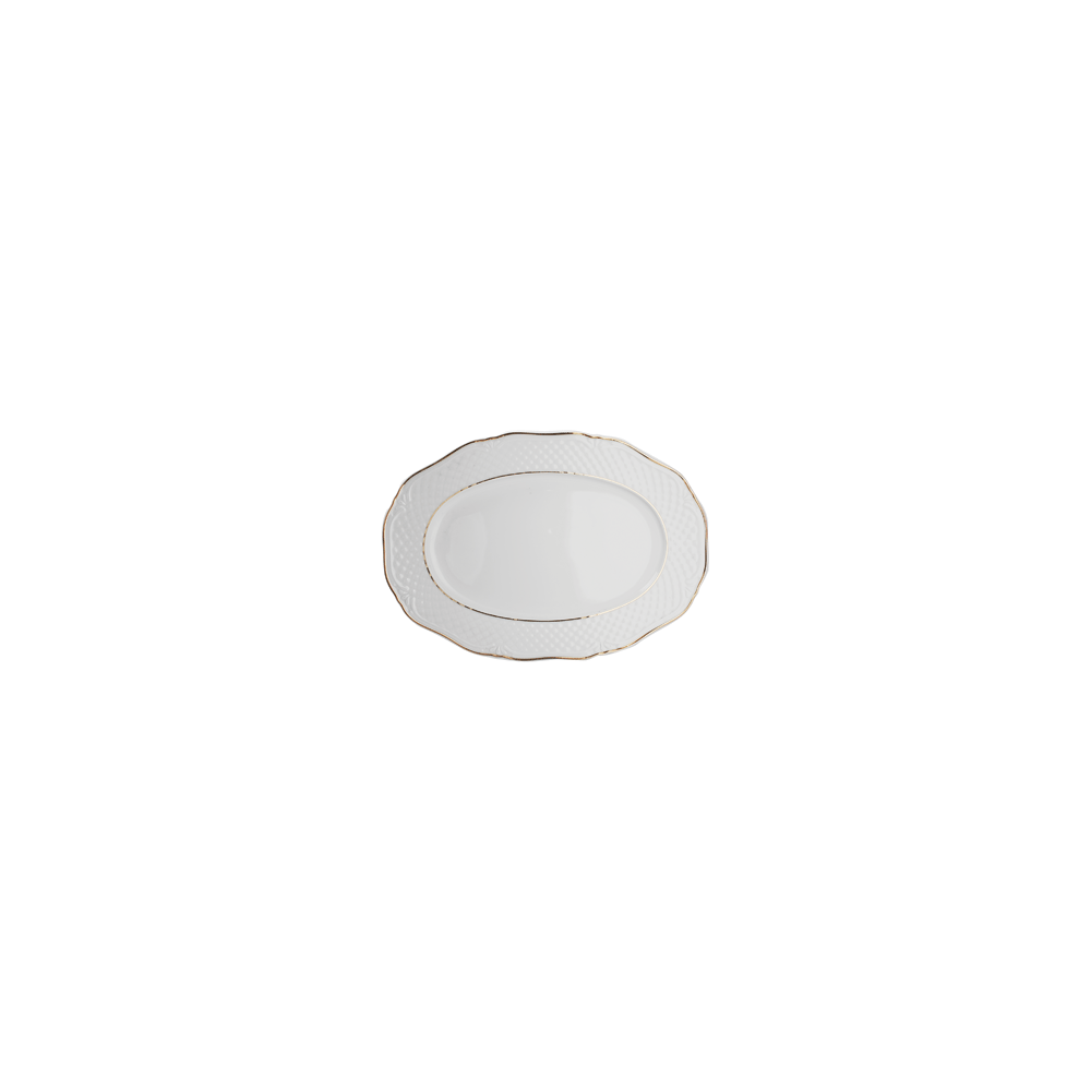 Блюдо овальное «Афродита»; фарфор; H=15, L=240, B=165мм; белый, золотой
