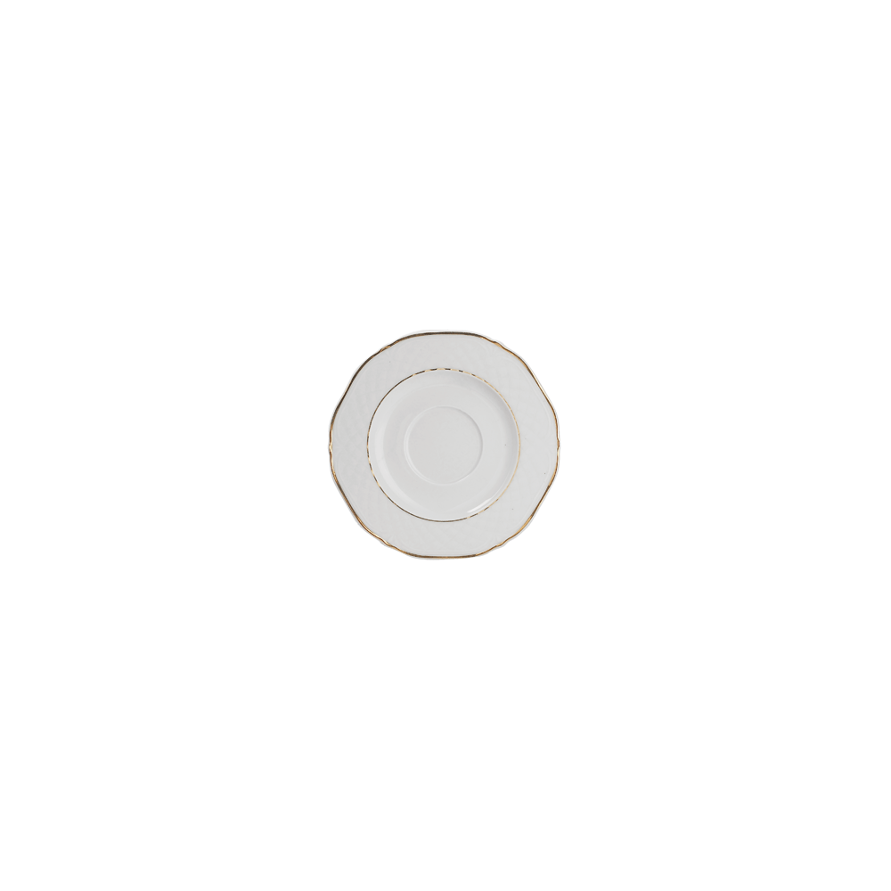 Блюдце «Афродита»; фарфор; D=16см; белый, золотой