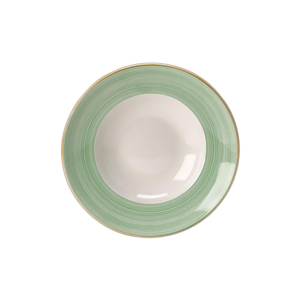 Тарелка для пасты «Рио Грин»; фарфор; D=30см; белый, зелен.