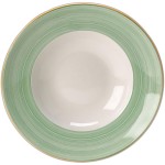 Тарелка для пасты «Рио Грин»; фарфор; D=30см; белый, зелен.