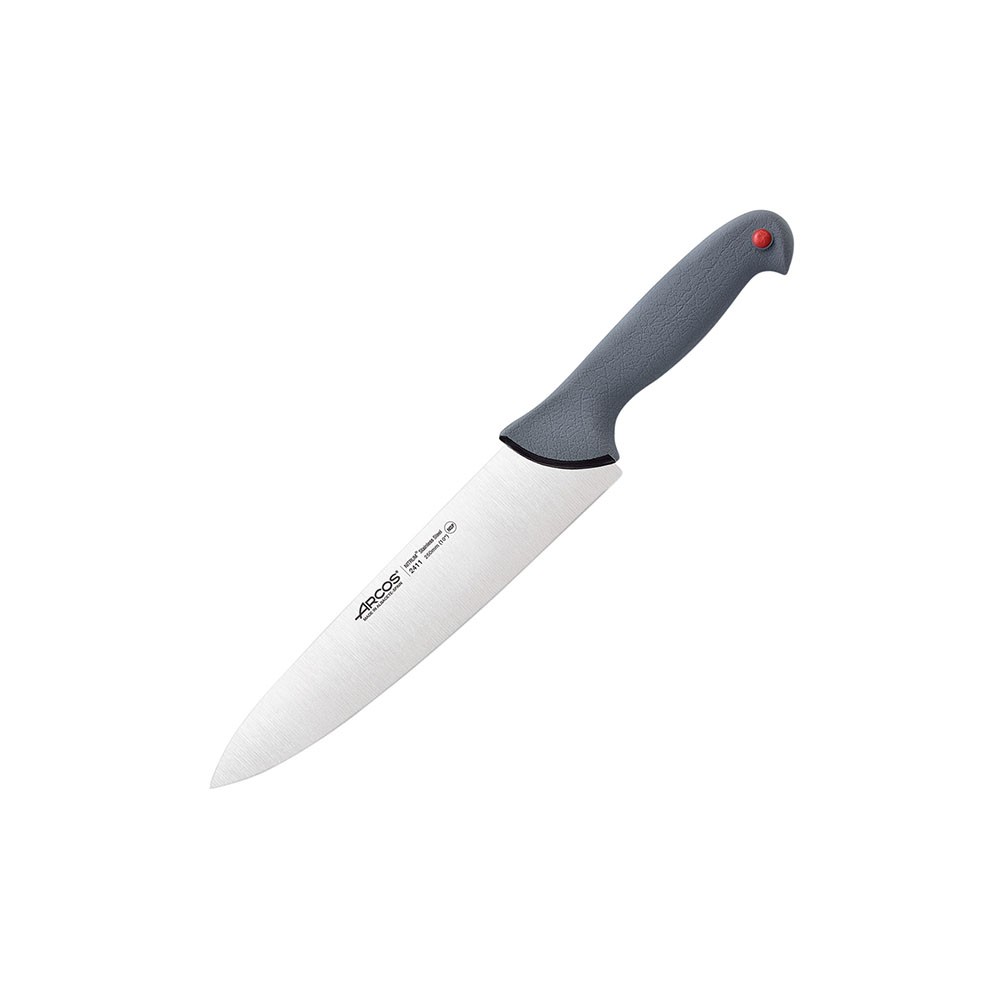 Нож поварской «Колор проф»; сталь нерж., полипроп.; L=39/25см; серый