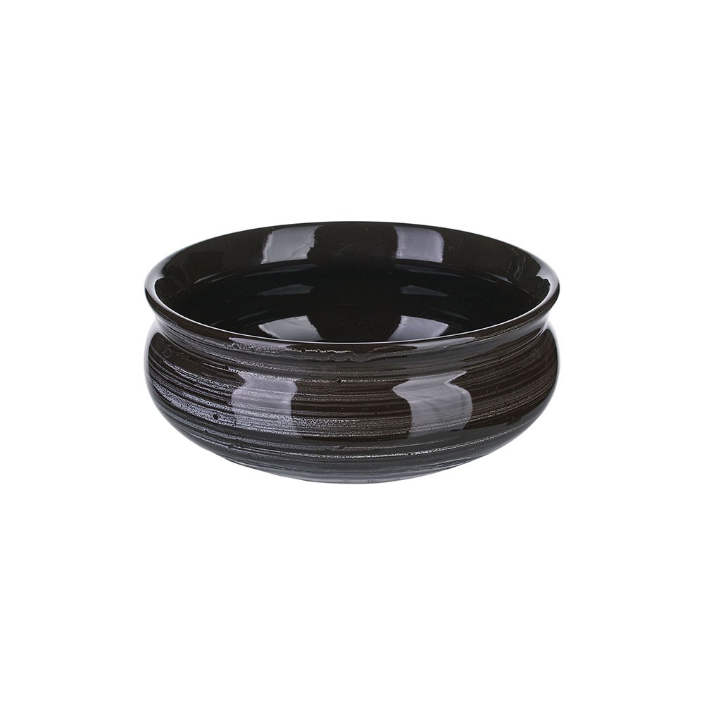 Тарелка глубокая «Маренго»; керамика; 0, 5л; D=14, H=6см; черный, серый