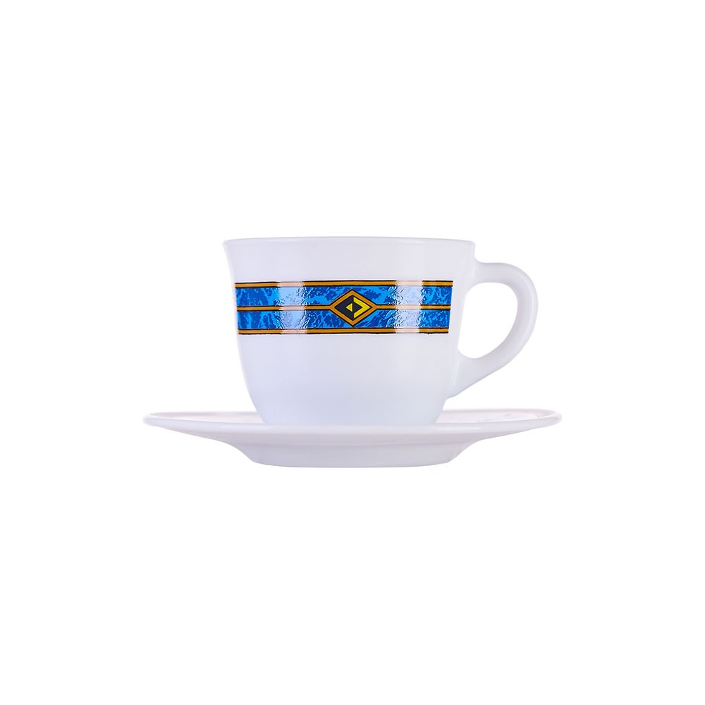 Набор пар кофейных «Астрал»[6шт]; стекло; 160мл; H=81, L=415, B=131мм; белый, синий