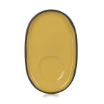Блюдце «Карактэр»; керамика; H=12, L=135, B=83мм; желт.