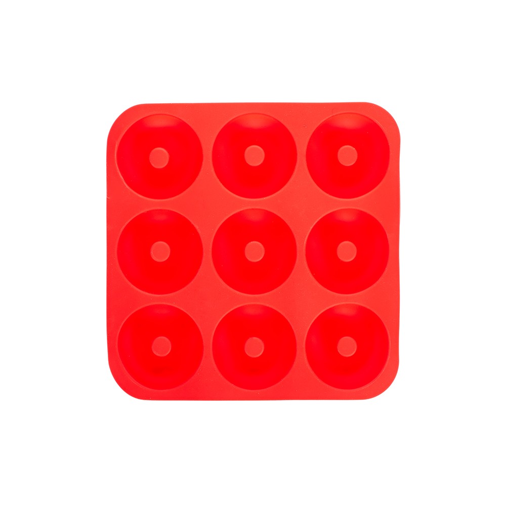 Форма кондитерская «Пончик»[9шт]; силикон; D=8, L=28, B=28см; красный