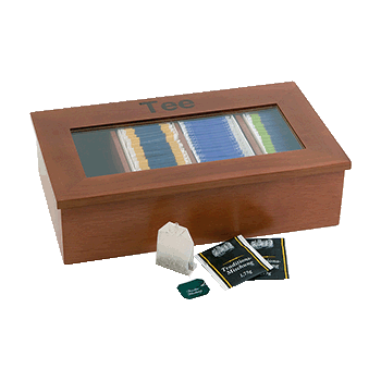 Контейнер для пакетиков чая 4 отделения; дерево; коричнев.