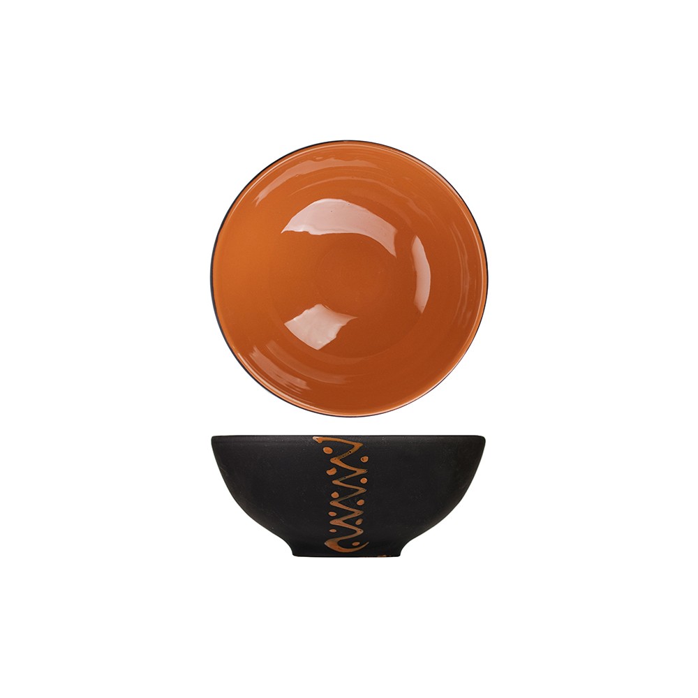 Салатник «Удачный»; керамика; 450мл; D=13, 5см; черный, оранжев.