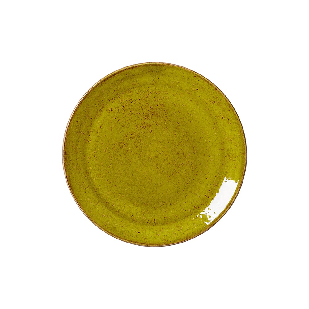 Тарелка мелкая «Крафт Эппл»; фарфор; D=28, H=2см; желто-зел.